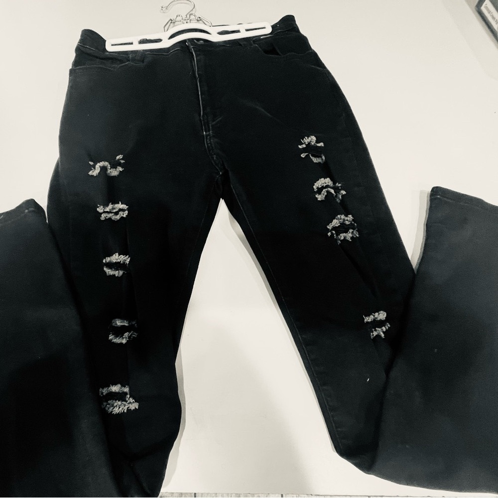 Sz Large Black distressed jeans by “Strauss “.  really cute